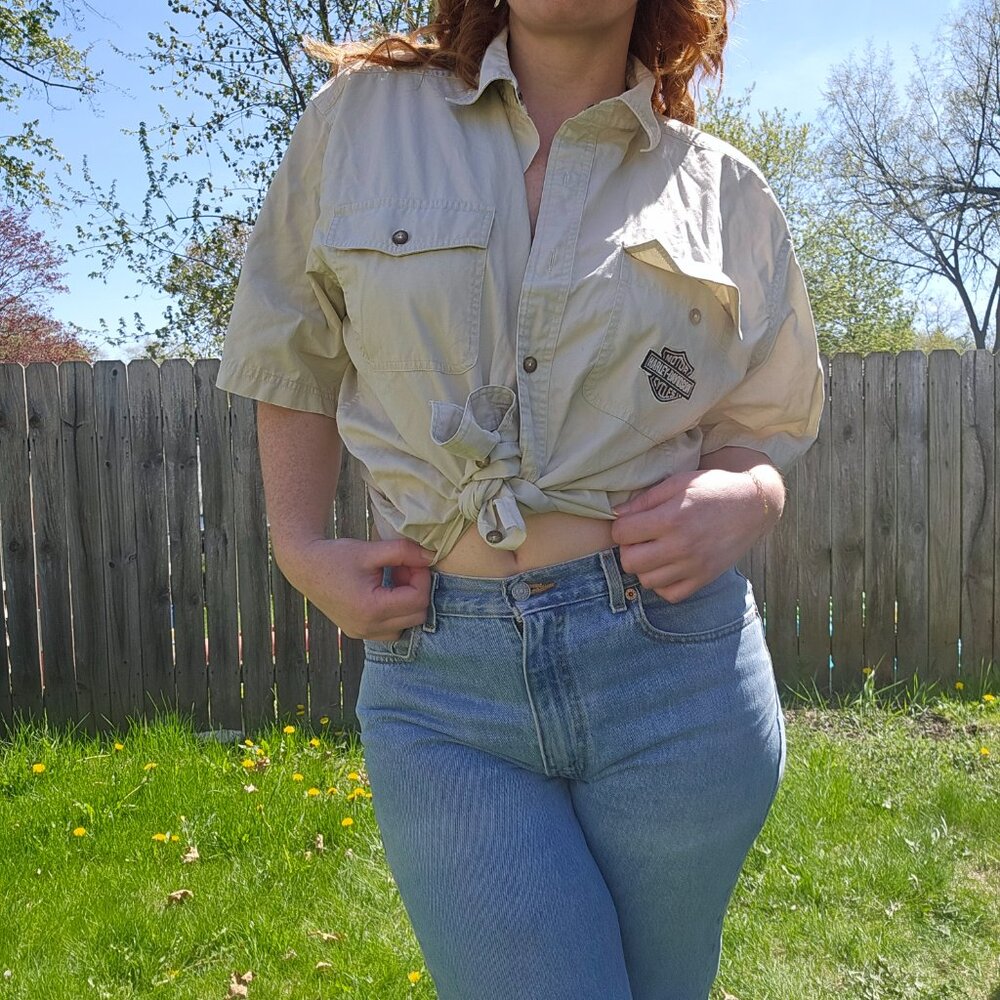 Harley Davidson Button Down Workwear Motoboho Bikercore Collared Workshirt